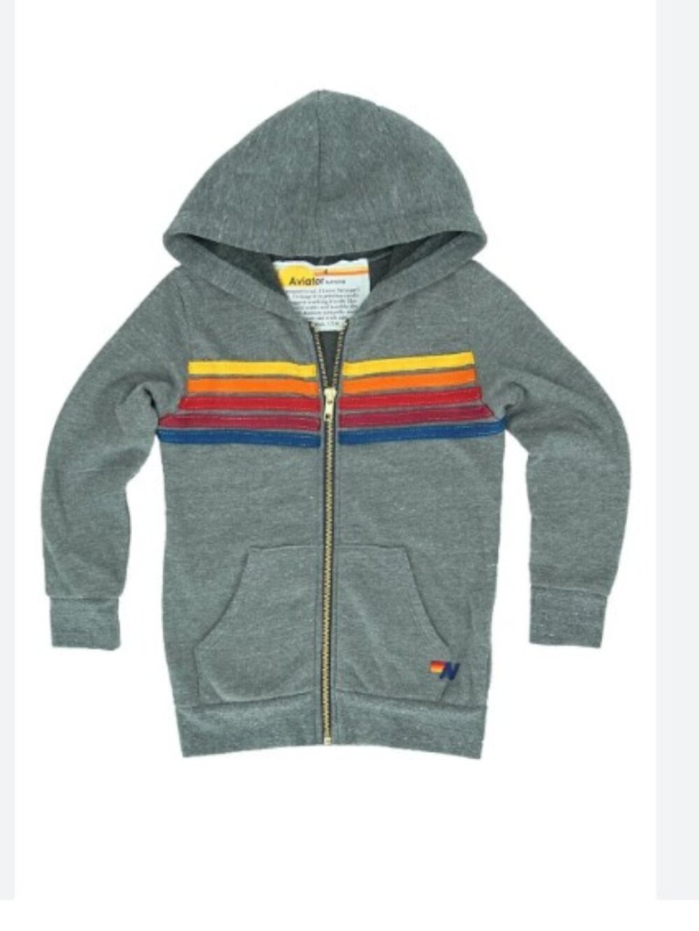 Aviator Nation grey 5 stripe hoodie